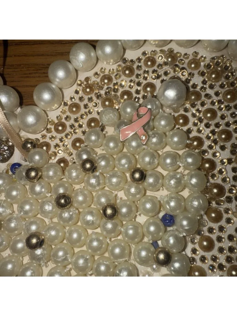 Valentine Heart Cancer Survivor Decor WITH Costume Jewelry Beads Rhinestone